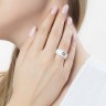 Керамическое белое кольцо с белым золотом и бриллиантом