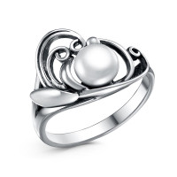 Серебряное кружевное кольцо с жемчугом