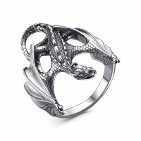 Кольцо из серебра Дракон