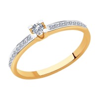 Кольцо с бриллиантами из комбинированного золота      