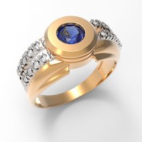Мужское кольцо перстень из золота с сапфиром