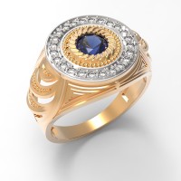 Золотое кольцо перстень с сапфиром