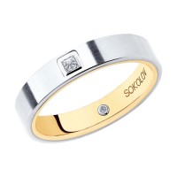 Матовое кольцо из комбинированного золота с бриллиантами