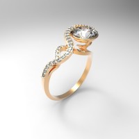 Золотое стильное кольцо со Swarovski 