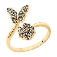 Кольцо стильное из золота с бриллиантами