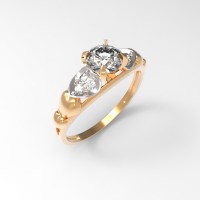 Золотое кольцо с Swarovski  