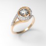 Золотое стильное кольцо со Swarovski   