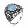 Ажурное кольцо из серебра с голубым агатом