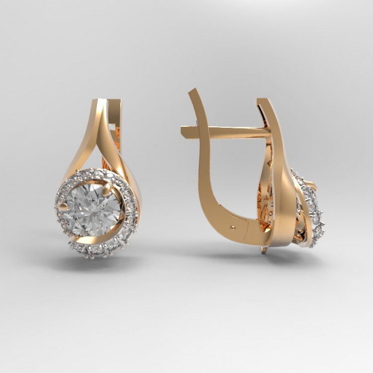 Золотые стильные серьги со Swarovski    