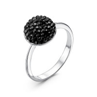 Серебряное кольцо с черным ювелирным стеклом