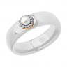 Белое керамическое золотое кольцо с бриллиантами и жемчугом