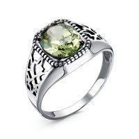 Серебряное кольцо с зеленым фианитом