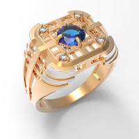 Перстень из золота для мужчин с сапфиром