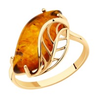 Кольцо с янтарем из золота
