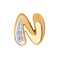 Подвеска из золота с бриллиантами буква (N)