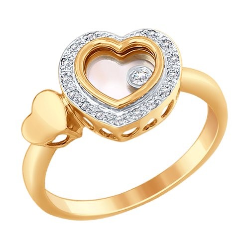 Кольцо золотое с бриллиантами и сапфировым стеклом