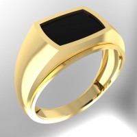 Классическое мужское кольцо печатка из золота с ониксом
