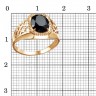 Серебряное позолоченное кольцо с черным фианитом