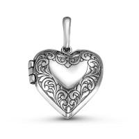Подвеска медальон сердце из серебра