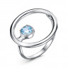 Круглое кольцо из серебра с голубым фианитом