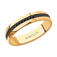 Обручальное кольцо с черными бриллиантами из золота