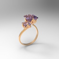 Кольцо из золота с фиолетовыми аметистами