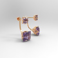 Серьги из золота с фиолетовыми аметистами