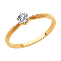 Кольцо с бриллиантом из красного золота          