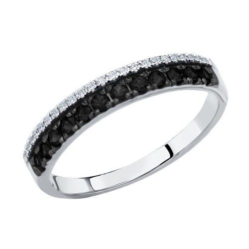 Кольцо с черными и бесцветными бриллиантами из золота   