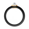 Золотое черное керамическое кольцо с бриллиантами и жемчугом