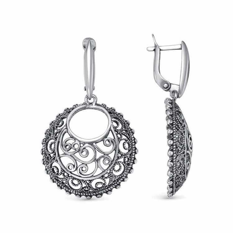 Серьги подвески серебряные ажурные