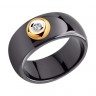Черное керамическое кольцо с золотом и бриллиантом