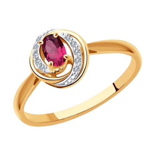 Кольцо с рубином и бриллиантами из золота