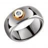 Керамическое кольцо металлик с золотом и бриллиантом
