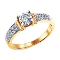Стильное кольцо SOKOLOV из золота с бриллиантами  