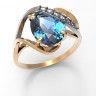 Стильное кольцо с топазом из золота и фианитами