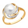 Кольцо с жемчугом с бриллиантами из золота