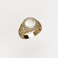 Мусульманское золотое кольцо с фианитами