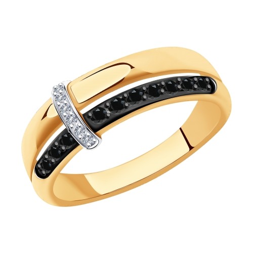 Кольцо с разными бриллиантами из золота   
