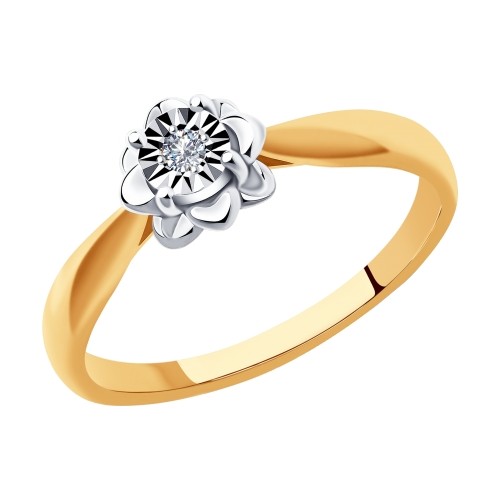 Кольцо с бриллиантом из комбинированного золота SOKOLOV 