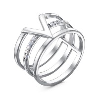 Стильное серебряное кольцо с фианитами