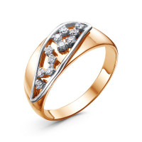 Серебряное позолоченное кольцо с фианитами