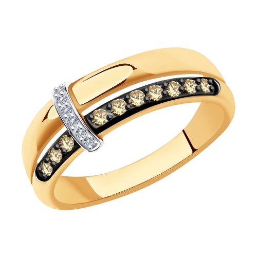 Кольцо с разными бриллиантами из золота    