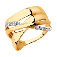 Широкое кольцо SOKOLOV из золота с фианитами бесцветными           