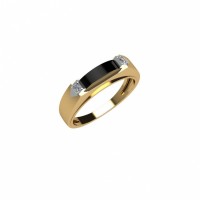 Золотое кольцо для мужчин с фианитами и ониксом