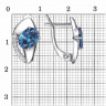 Серьги серебряные с синим и бесцветными фианитами