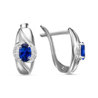 Серьги из серебра с вставками синий шнипель и фианиты