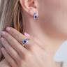 Серьги из серебра с вставками синий шнипель и фианиты