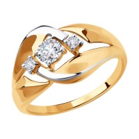 Стильное кольцо SOKOLOV из золота с фианитами бесцветными                   