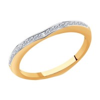 Кольцо из золота с родированием и бриллиантами